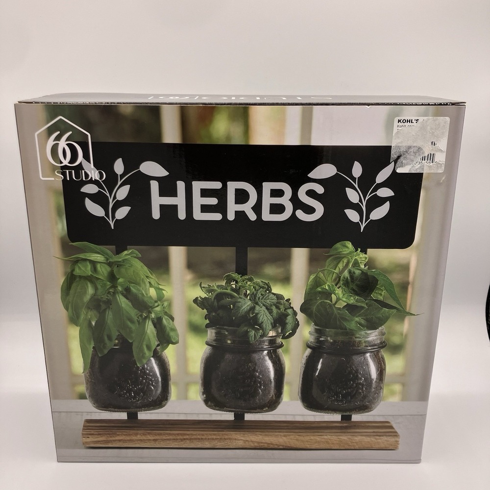 Herb Garden Glass Jars In Stand Farmhouse Kitchen Decor